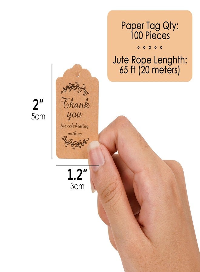 BUNCHBRAVO 100-Pack Thank You Gift Tags - Thank You for Celebrating with Us Rustic Gift Favor Labels for Wedding, Invitation, Bridal Shower and Party - Image 5